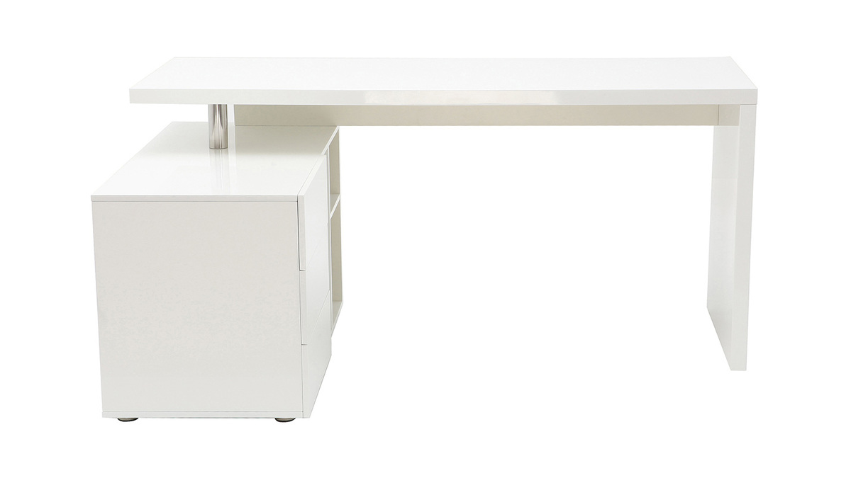 Bureau et Rangement Intégré Blanc 3 Niches