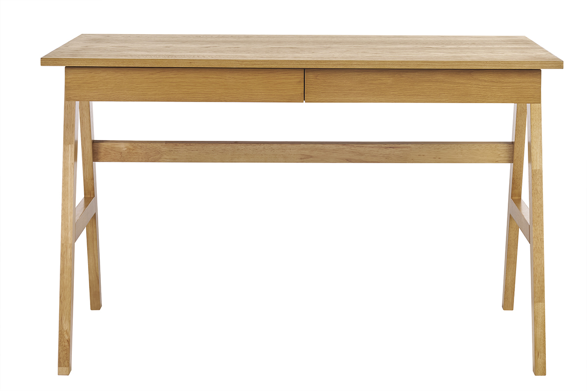 Bureau design avec rangements 2 tiroirs bois clair hva L120 cm BROOK