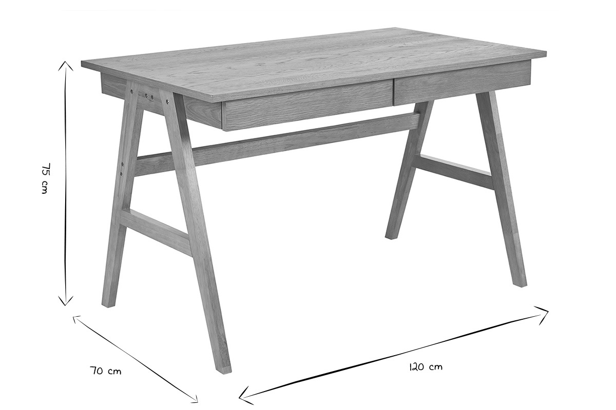 Bureau design avec rangements 2 tiroirs bois clair hva L120 cm BROOK