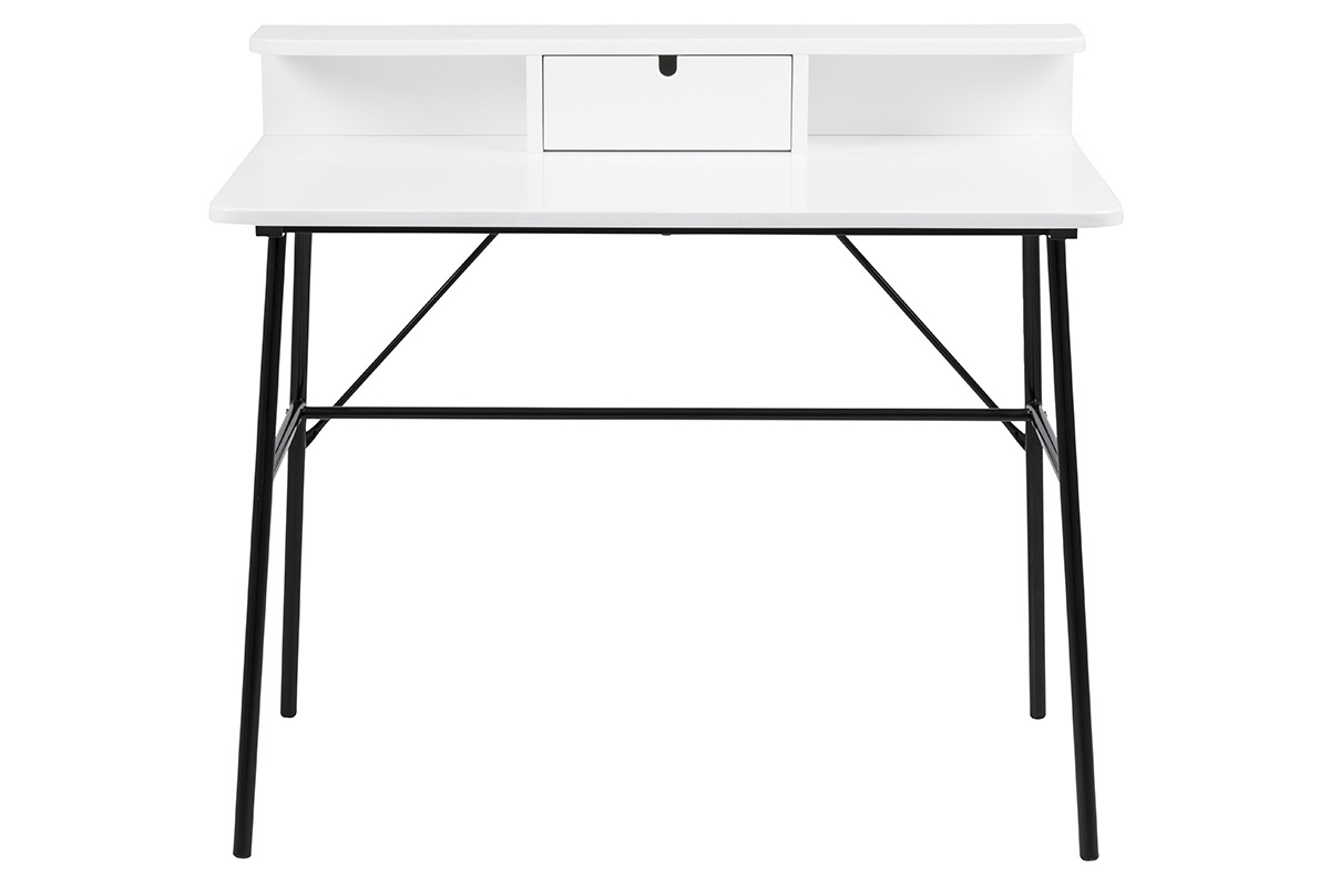 Bureau design blanc et m�tal noir NEVA