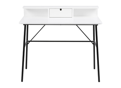 Bureau design blanc et m&eacute;tal noir NEVA