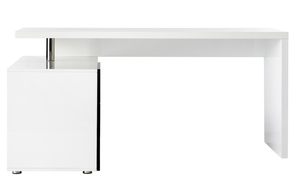 Bureau design blanc et noir laqu� rangements � gauche MAXI