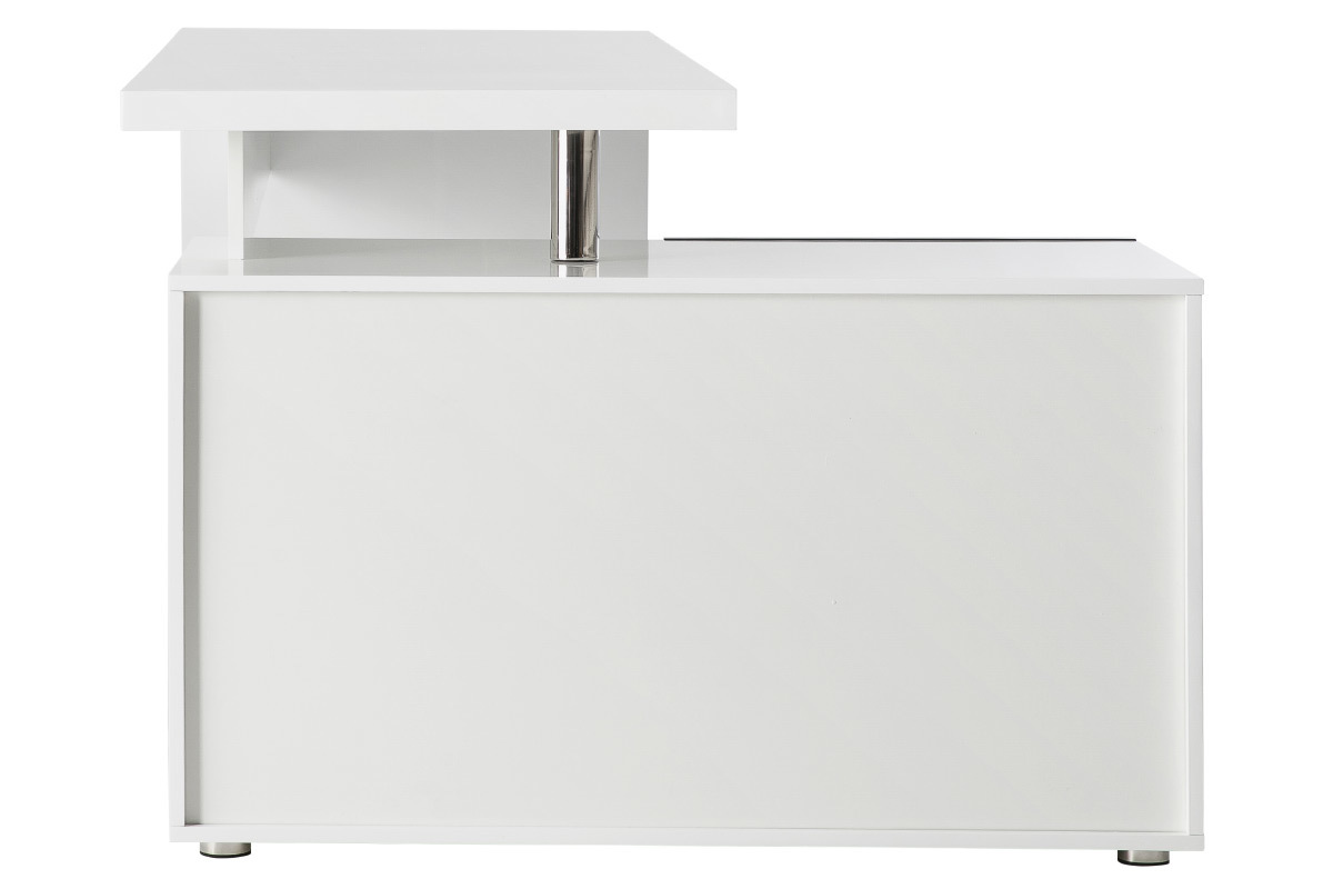 Bureau design blanc et noir laqu� rangements � gauche MAXI