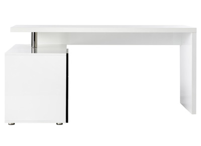 Bureau design blanc et noir laqu&eacute; rangements c&ocirc;t&eacute; gauche MAXI