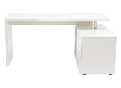 Bureau design blanc laqu&eacute; rangements c&ocirc;t&eacute; droit MAXI