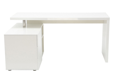 Bureau design blanc laqu&eacute; rangements c&ocirc;t&eacute; gauche MAXI