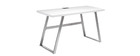 Bureau design blanc mat et m&eacute;tal bross&eacute; STYLO