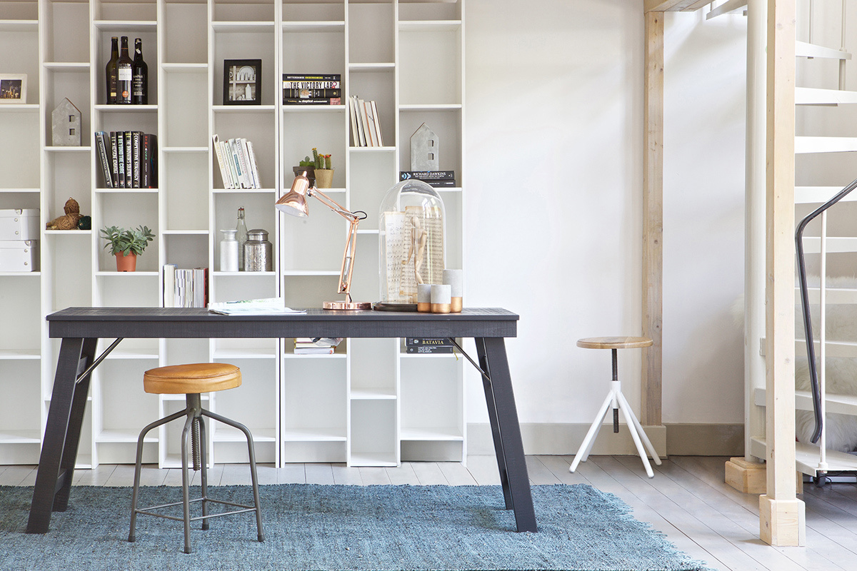 Bureau design bois brut noir L174 STUDY