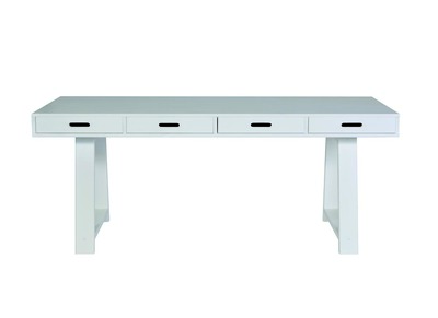 Bureau design en bois blanc cass&eacute; 4 tiroirs r&eacute;versibles ARCOS
