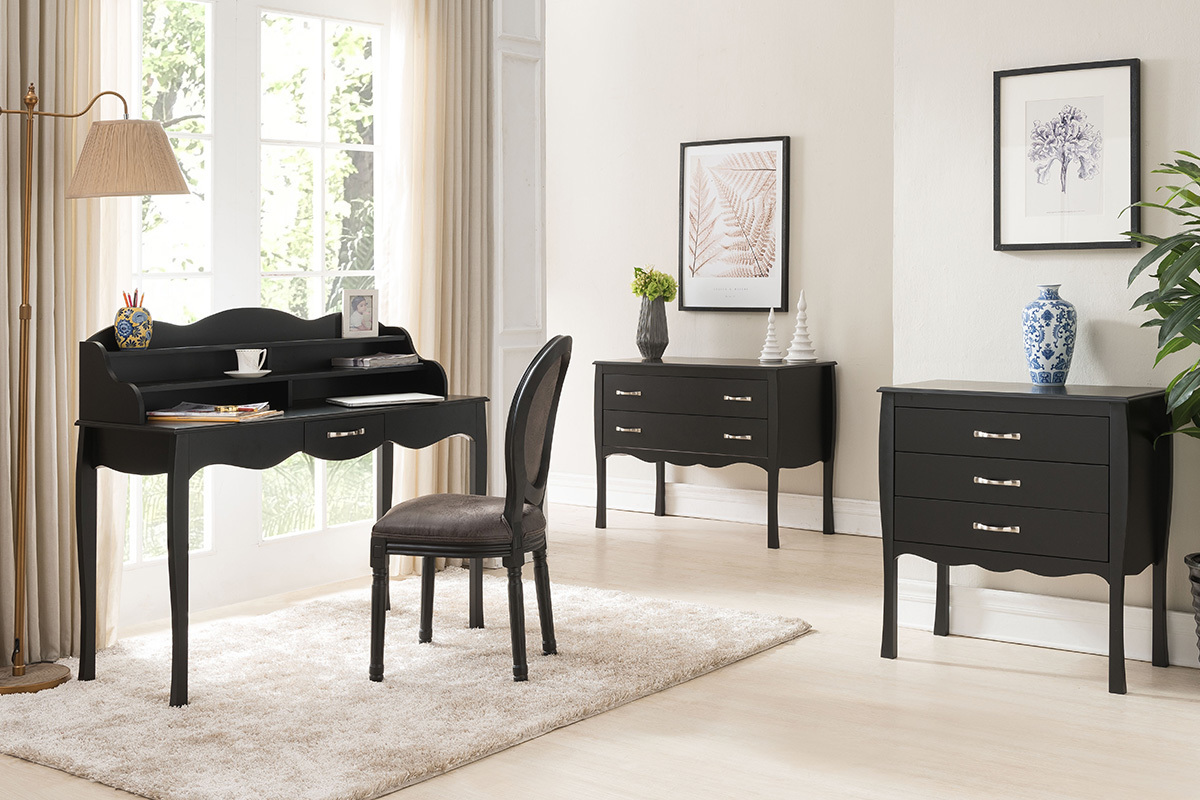 Bureau design laqu noir MARGOT