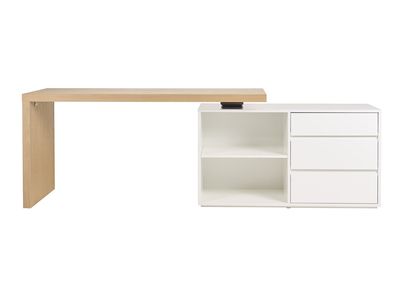 Bureau design modulable blanc brillant et fr&ecirc;ne NEW MAX