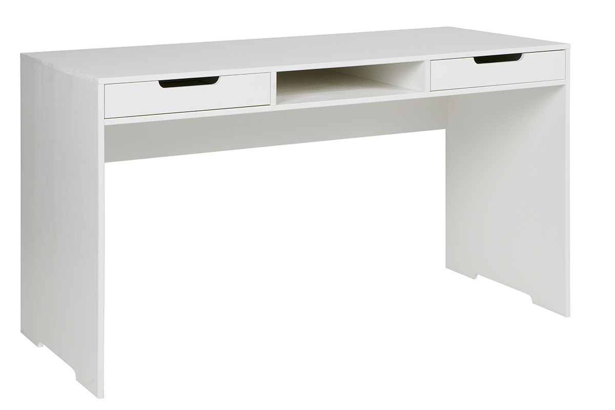Bureau design pin blanc 2 tiroirs HARVARD