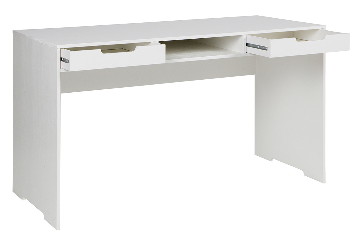 Bureau design pin blanc 2 tiroirs HARVARD
