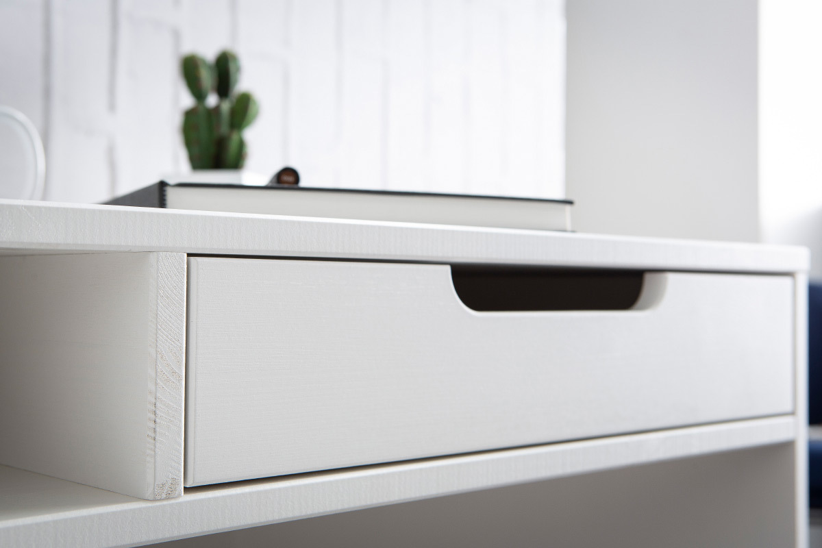 Bureau design pin blanc 2 tiroirs HARVARD