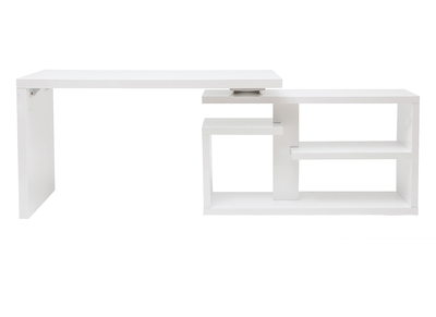 Bureau design pivotant laqu&eacute; blanc brillant L147-217 cm HALTON