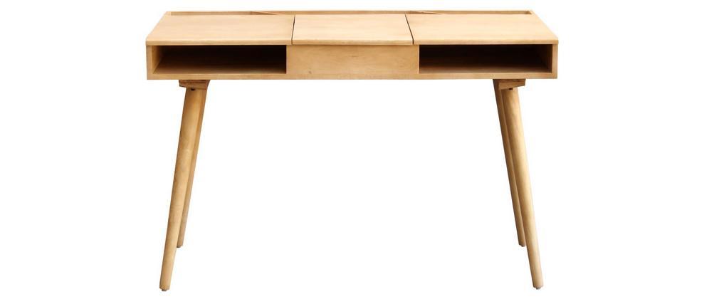 Bureau en manguier avec rangement et miroir PACITO