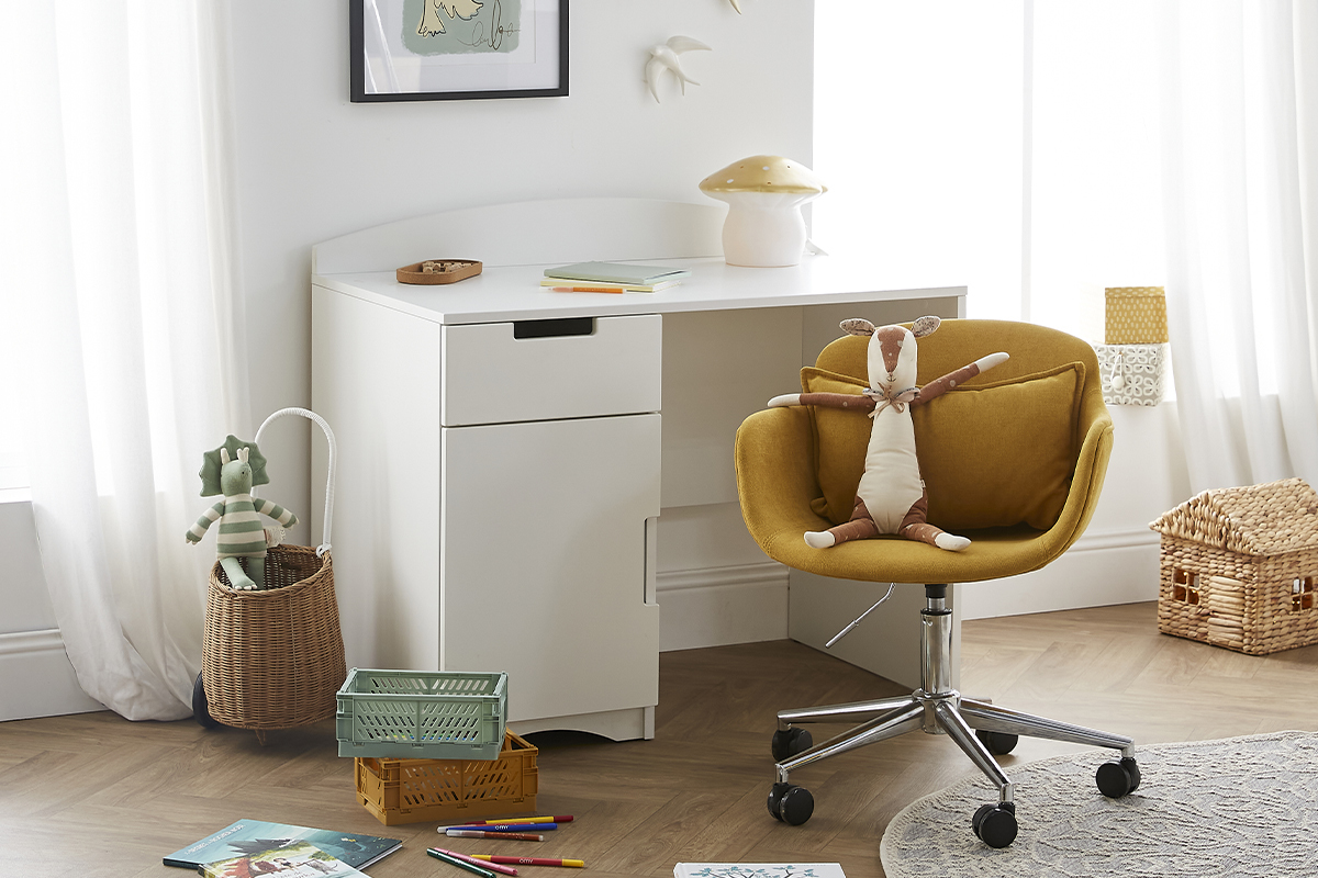 Bureau enfant avec rangements scandinave blanc L100 cm ANTONIN