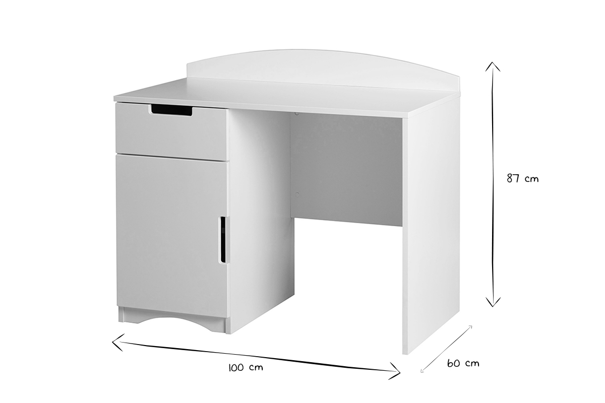 Bureau enfant avec rangements scandinave blanc L100 cm ANTONIN