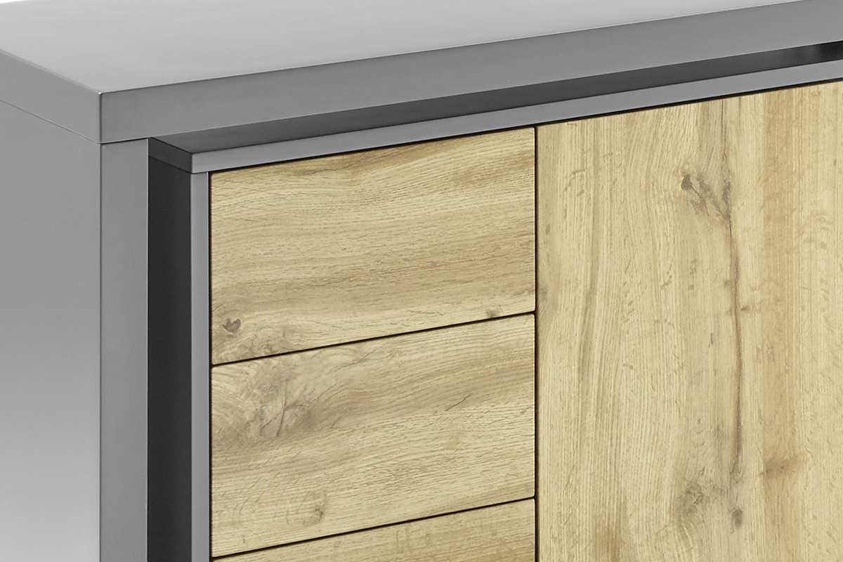 Bureau modulable avec rangement placage ch�ne et gris CARTER