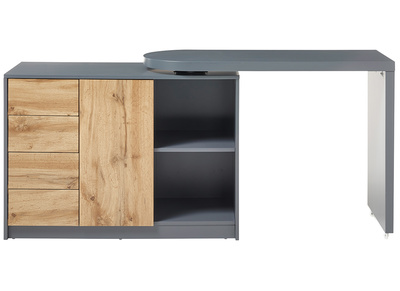 Bureau modulable avec rangement placage ch&ecirc;ne et gris CARTER