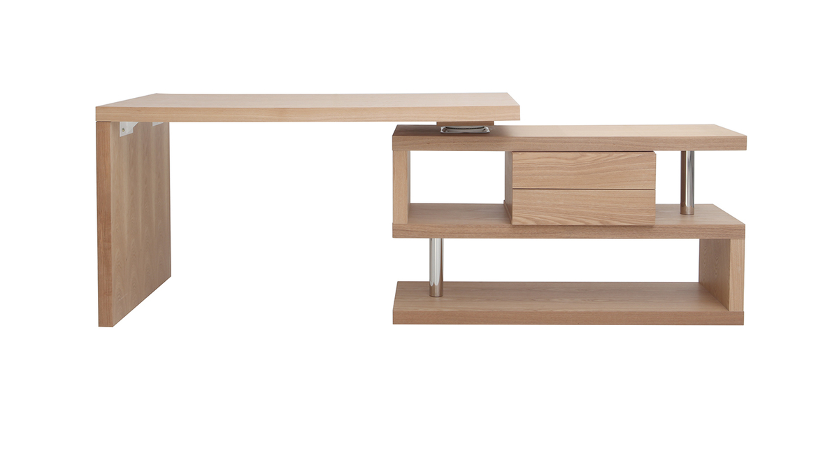 Mauve Tactiel gevoel teksten Bureau modulable design avec rangements 2 tiroirs bois clair L140-218 cm MAX - Miliboo Mauve Tactiel gevoel teksten Bureau modulable design avec rangements 2 tiroirs bois clair L140-218 cm MAX - Miliboo