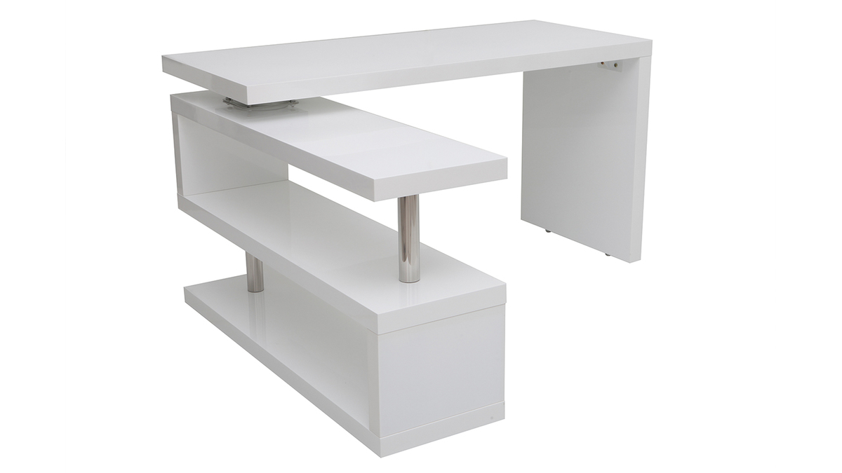 Bureau modulable design blanc laqu L140-218 cm MAX