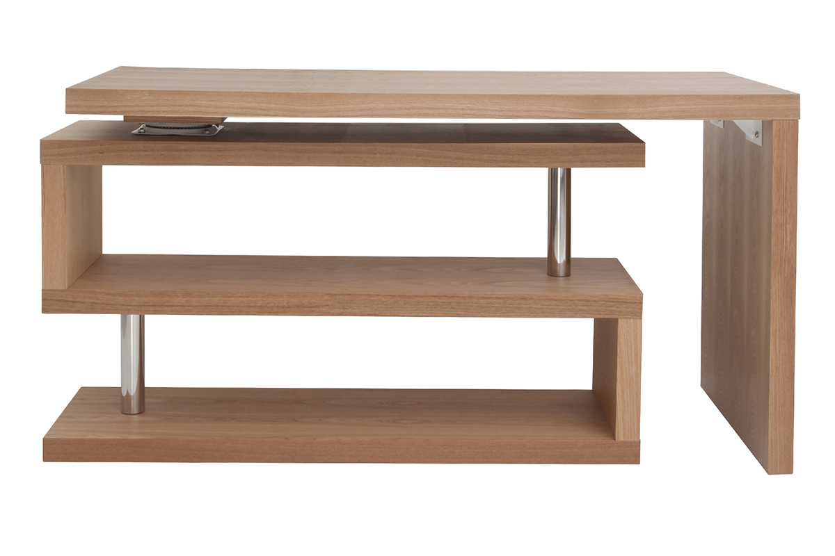 Bureau modulable design bois clair frne massif L140-214 cm MAX