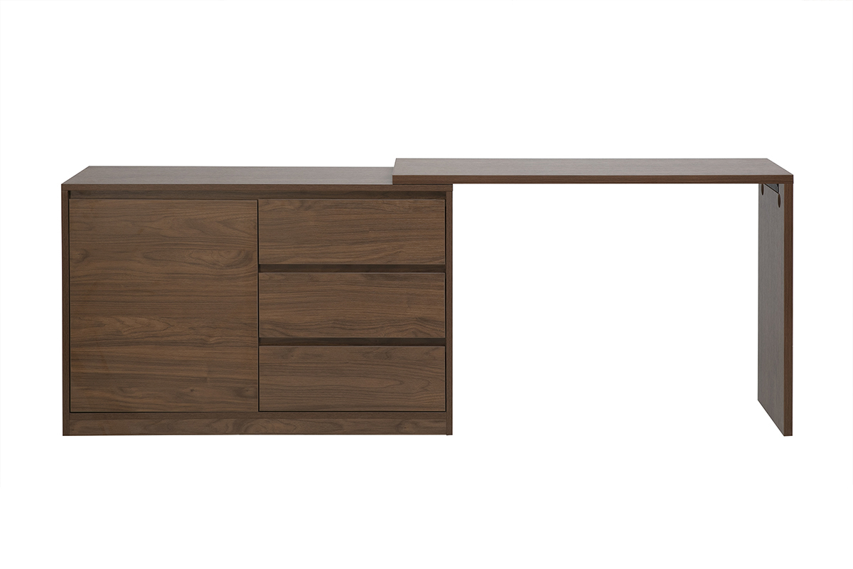 Bureau modulable finition bois fonc� noyer L110-200.5 cm CONRAD
