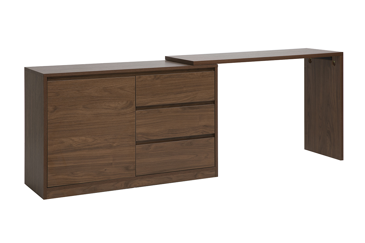 Bureau modulable finition bois fonc� noyer L110-200.5 cm CONRAD