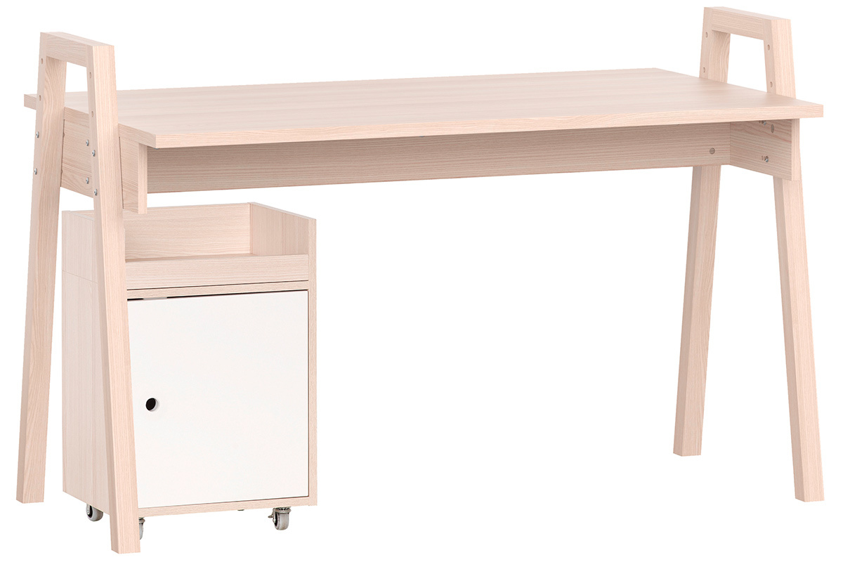 Bureau scandinave ajustable en hauteur avec caisson de rangement NOHA