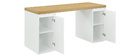 Bureau scandinave avec 2 caissons ferm&eacute;s blancs RACKEL