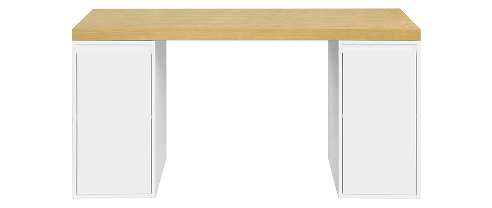 Bureau scandinave avec 2 caissons ferm�s blancs RACKEL