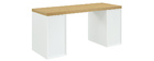 Bureau scandinave avec 2 caissons ferm&eacute;s blancs RACKEL