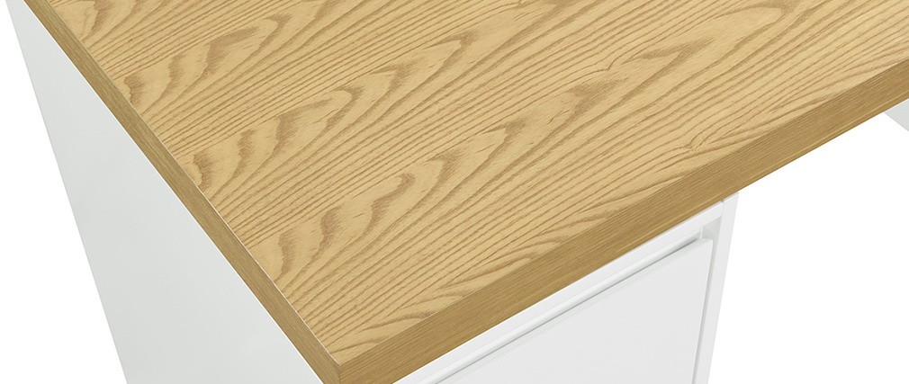 Bureau scandinave avec 2 caissons ferm�s blancs RACKEL