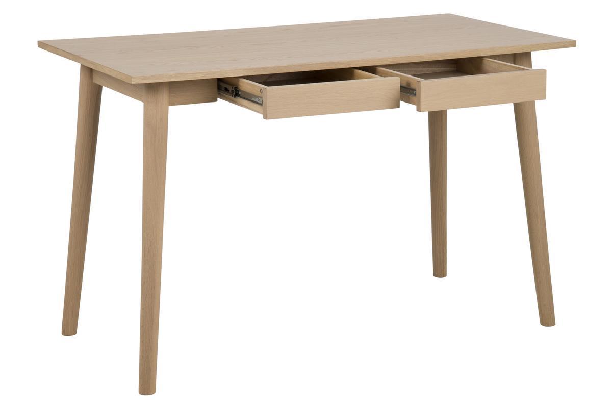 Bureau scandinave avec 2 tiroirs finition ch�ne L120 cm JOYCE