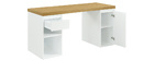Bureau scandinave avec tiroir et caisson ferm&eacute; blancs RACKEL