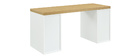 Bureau scandinave avec tiroir et caisson ferm&eacute; blancs RACKEL