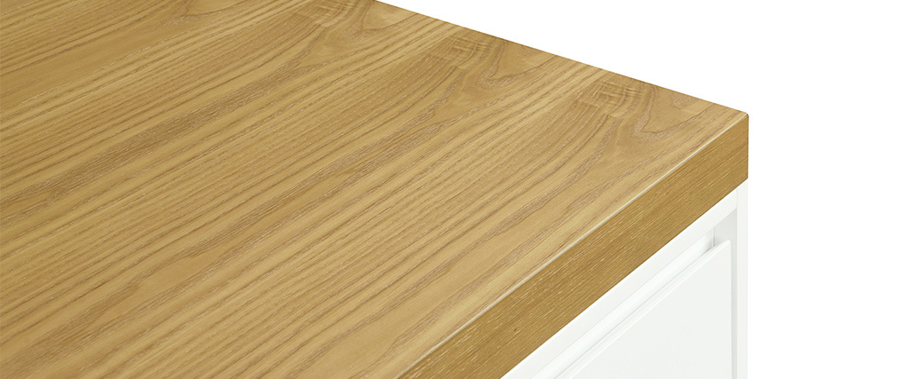 Bureau scandinave avec tiroir et caisson ferm� blancs RACKEL