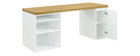 Bureau scandinave avec tiroir et caisson ouvert blancs RACKEL