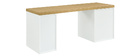 Bureau scandinave avec tiroir et caisson ouvert blancs RACKEL