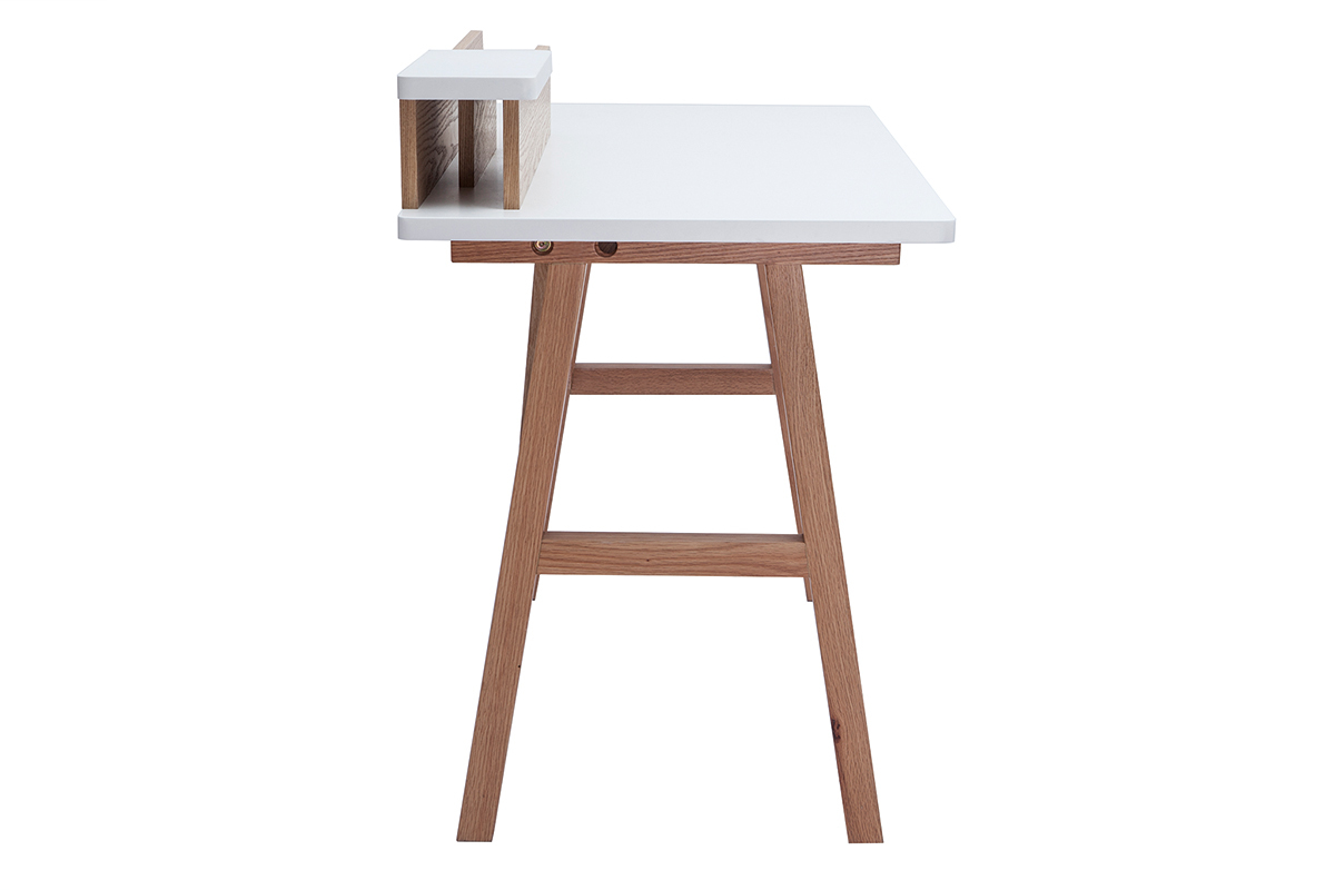Bureau scandinave bois clair chne et blanc L120 cm TOGARY