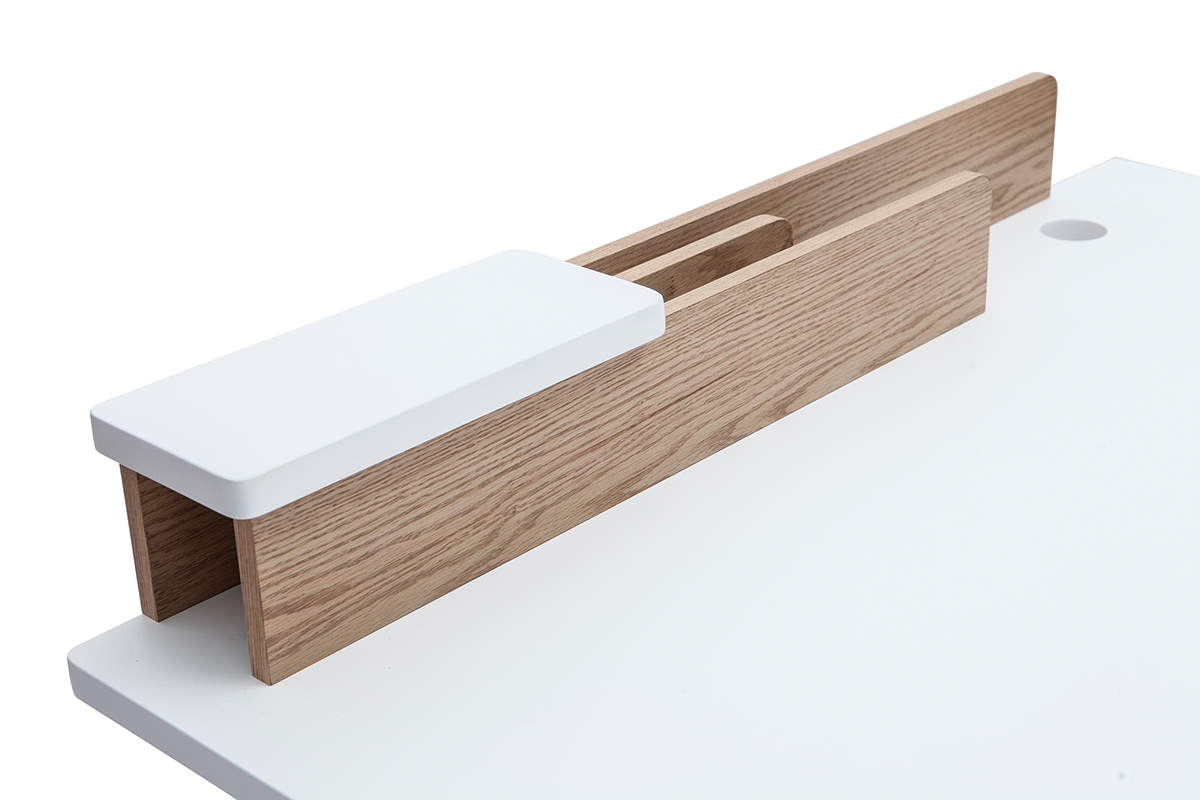 Bureau scandinave bois clair chne et blanc L120 cm TOGARY