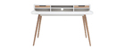 Bureau scandinave bois et blanc 2 tiroirs L140 cm OPUS