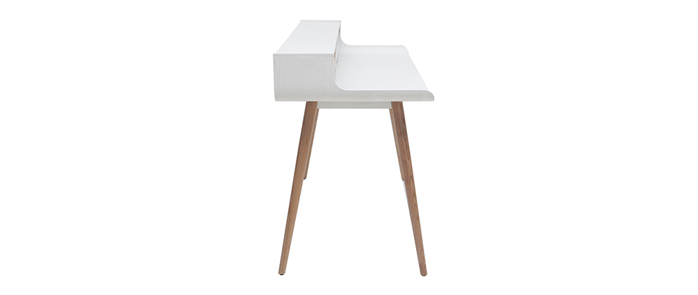 Bureau scandinave bois et blanc 2 tiroirs L140 cm OPUS