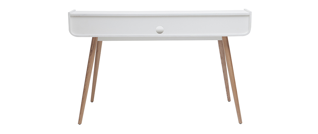 Bureau scandinave bois et blanc 2 tiroirs L140 cm OPUS