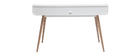 Bureau scandinave bois et blanc 2 tiroirs L140 cm OPUS