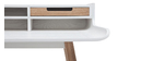 Bureau scandinave bois et blanc 2 tiroirs L140 cm OPUS