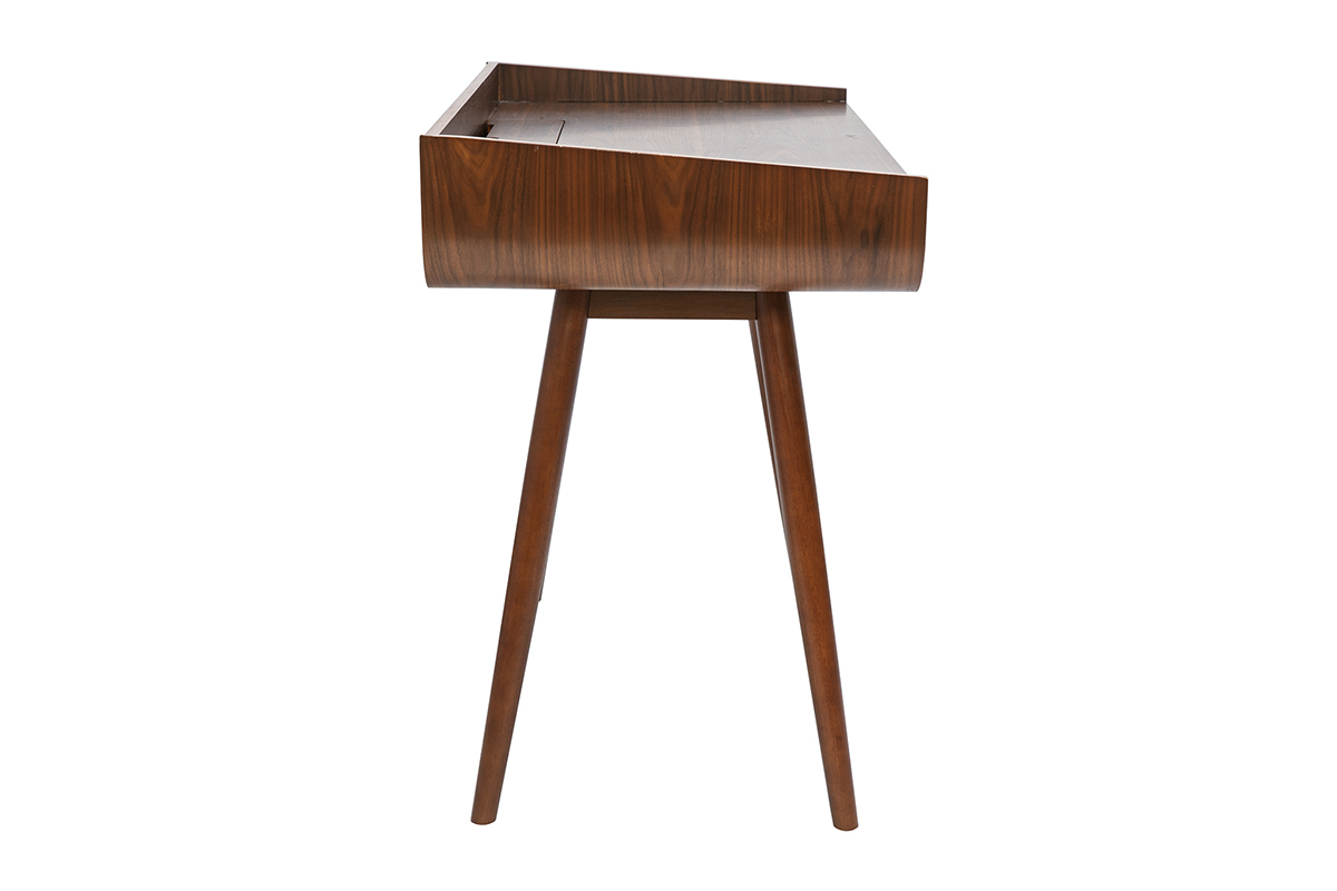 Bureau scandinave bois fonc avec rangements 2 tiroirs L100 cm HALLEN
