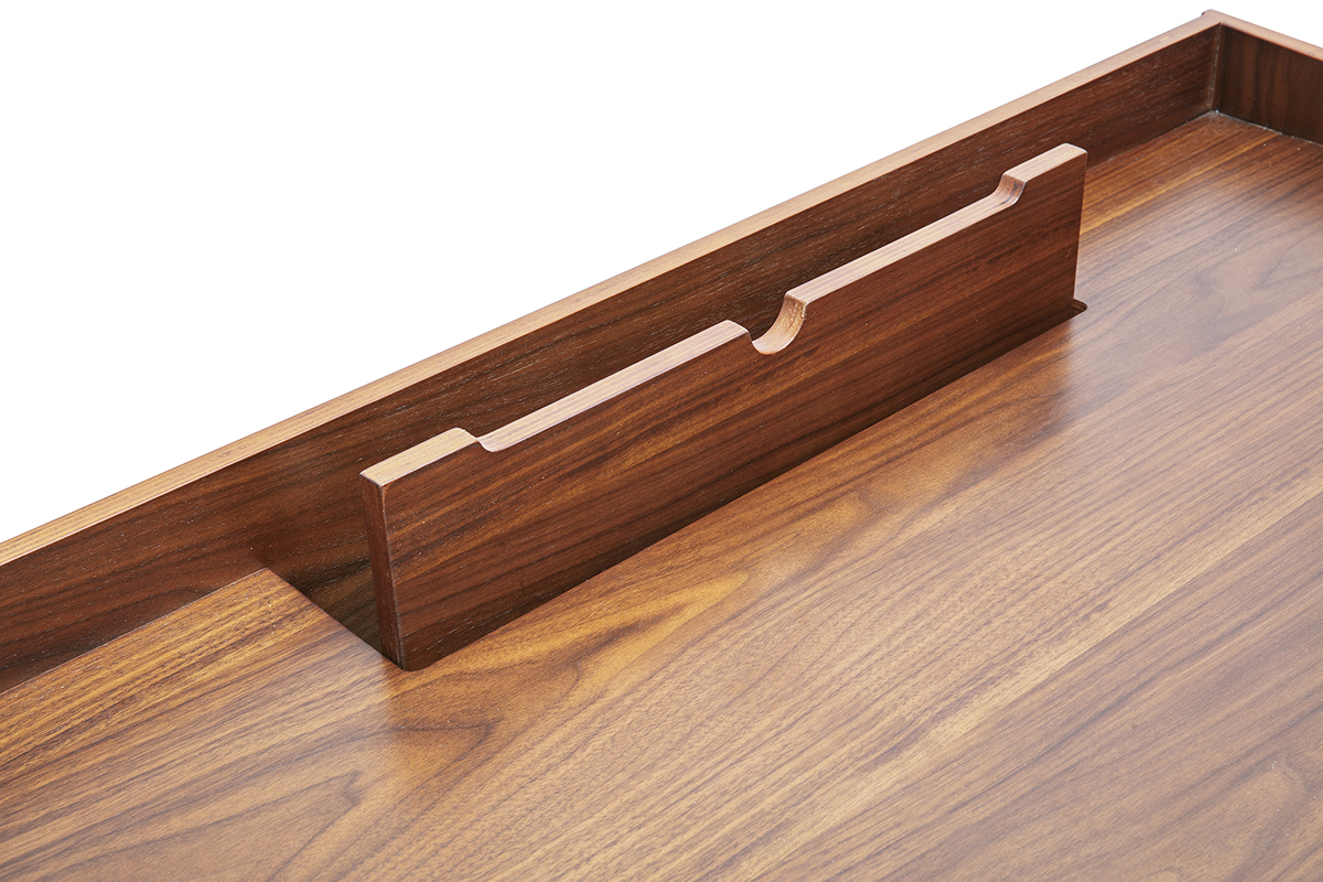 Bureau scandinave bois fonc avec rangements 2 tiroirs L100 cm HALLEN