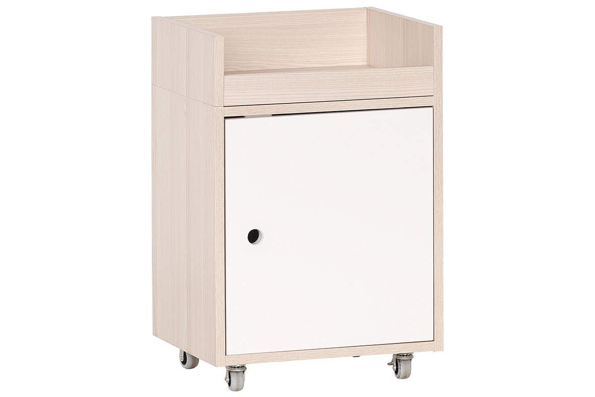 Caisson de bureau  roulettes blanc et bois clair NOHA
